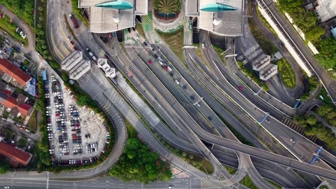Aerial Drone View of CIQ Complex Roadways Stockbeeldmateriaal 333067498