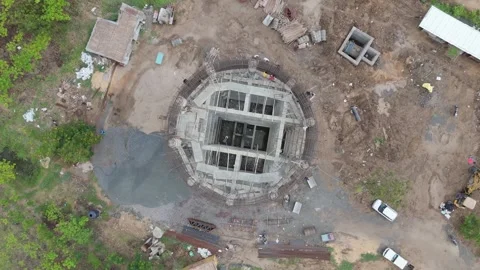 Aerial Drone View of Circular Underground Construction Site Stock-Footage 338119509