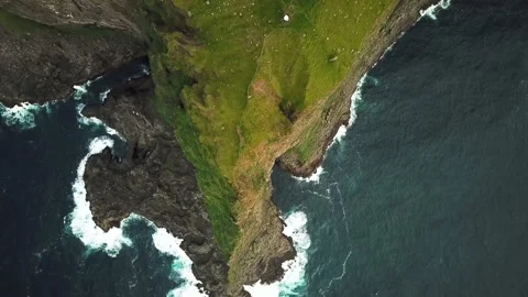 Aerial drone view of cliffs in Kalsoy island, Faroe Islands. Stock Footage 210156918