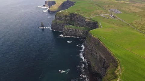 Aerial Drone View of Cliffs of Moher and Atlantic Coastline in County Clare Stock Footage 339378372