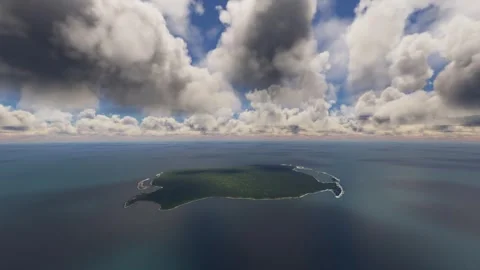 Aerial drone view with clouds of North Sentinel Island. India Stock Footage 270151009