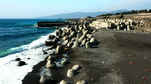 Aerial Drone View on the Coast of Fuji Stock Footage 101215262