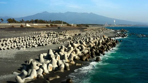 Aerial Drone View on the Coast of Mt. Fuji Stock Footage 101214730