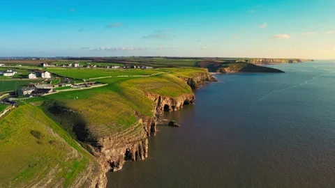 Aerial drone View of Coastal path with stunning views of Jurassic coast in the Stock Footage 325745738