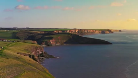 Aerial drone View of Coastal path with stunning views of Jurassic coast in the Stock Footage 326007018