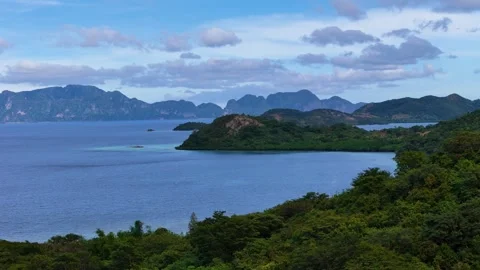 Aerial drone view of Coco Beach, with its golden sands and crystal-clear waters. Stock Footage 295914667