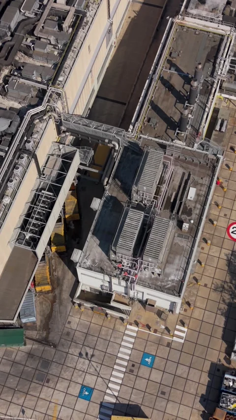 Aerial drone view of a cold chain food logistics facility in northern Italy Stock Footage 333533585