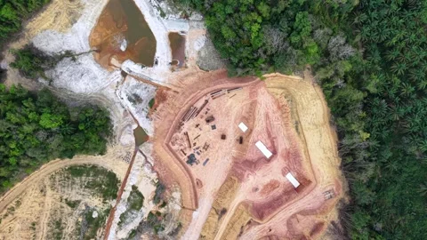 Aerial drone view of construction clearing near Kulim town Stock Footage 337989047