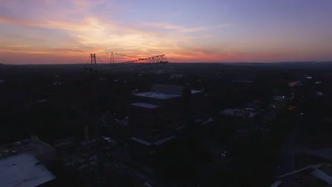 Aerial Drone View of Construction Crane at Sunset in Austin, Texas USA Stock Footage 82178574