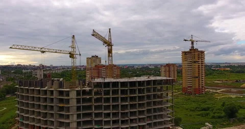 Aerial drone view of construction of a new residential complex 스톡 동영상 169401581