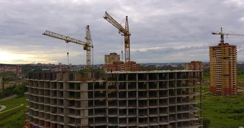 Aerial drone view of construction of a new residential complex 스톡 동영상 169401858