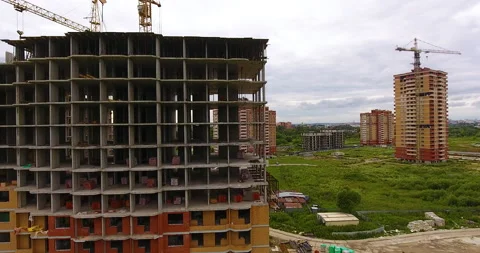 Aerial drone view of construction of a new residential complex 스톡 동영상 169402173