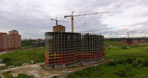 Aerial drone view of construction of a new residential complex 스톡 동영상 169402857