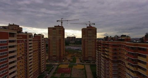 Aerial drone view of construction of a new residential complex 스톡 동영상 169403080