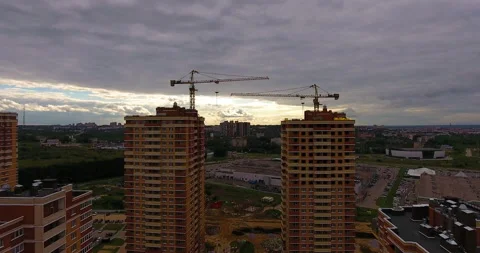 Aerial drone view of construction of a new residential complex 스톡 동영상 169403384