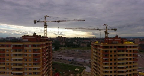 Aerial drone view of construction of a new residential complex 스톡 동영상 169404813