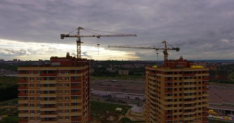 Aerial drone view of construction of a new residential complex 스톡 동영상 169405009