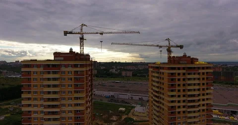 Aerial drone view of construction of a new residential complex 스톡 동영상 169405456