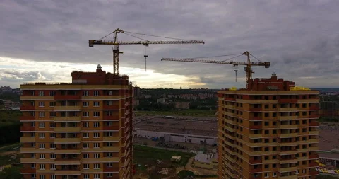Aerial drone view of construction of a new residential complex 스톡 동영상 169405737
