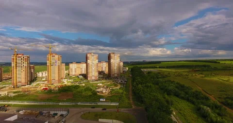 Aerial drone view of construction of a new residential complex 스톡 동영상 169407332