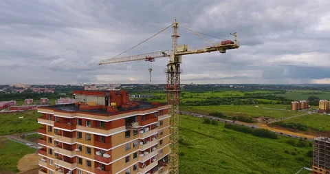 Aerial drone view of construction of a new residential complex 스톡 동영상 169407874