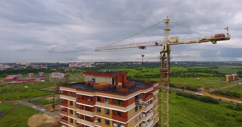 Aerial drone view of construction of a new residential complex 스톡 동영상 169408097