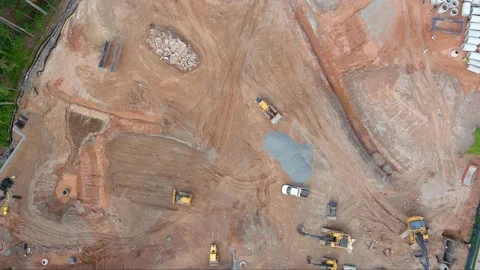 Aerial drone view of construction site straight down Stock Footage 177074451