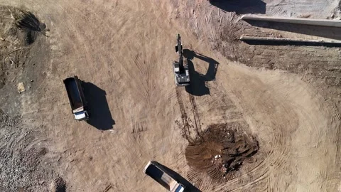 Aerial Drone View of a Construction Site with Heavy Machinery Stock Footage 340110440