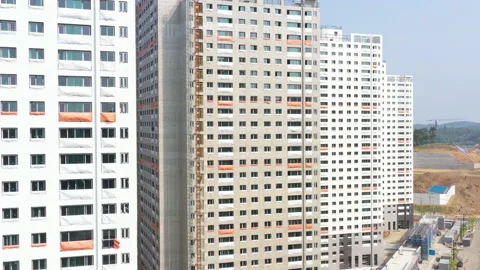 Aerial drone view of the constructions development site.. Video stock 217929238