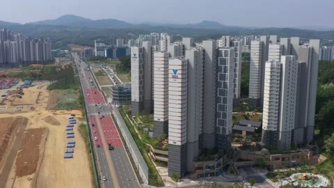 Aerial drone view of the constructions development site.. Video stock 217929721