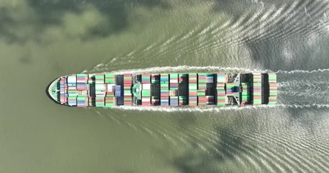 Aerial Drone View of Container Ship on Open Sea. Vídeos de archivo 247847762