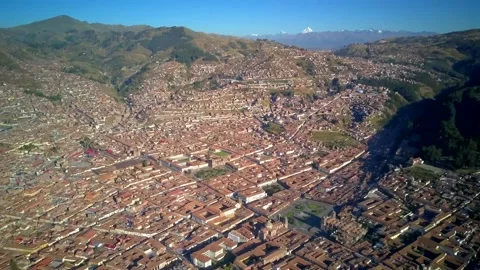 Aerial drone view of Cusco Peru Stock Footage 134843678