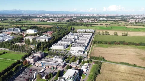 Aerial Drone View of Data Center Infrastructure in Milan, Italy Stock Footage 326753763