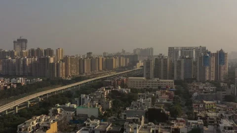 Aerial Drone View Of Delhi, development, Growth, real estate in india, Stock Footage