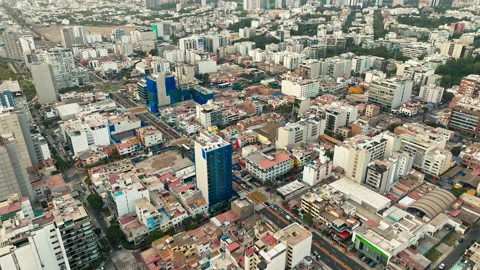 Aerial Drone View of a Dense Urban Cityscape in Lima Peru Stock Footage 339497673