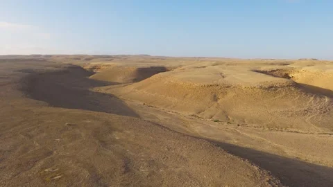 Aerial Drone View of Desert Canyon and Plateau Landscape Near Shaharut Negev Stock Footage 346493161