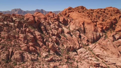 Aerial Drone view of desertic red rock mountain ridge and canyon near Las Vegas Video stock 100860222