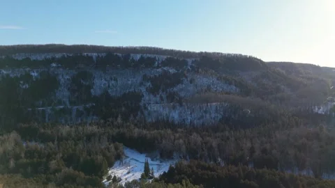 Aerial Drone View of Devils Pulpit Mountain and Credit River in Forks Of The Stock Footage 328816137