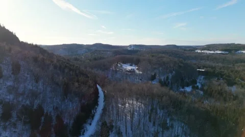 Aerial Drone View of Devils Pulpit Mountain and Winter Landscape in Forks Of Stock Footage 328911851
