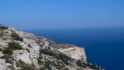 Aerial drone view of Dingli cliffs in Malta and Mediterranean Sea Vídeos de archivo 300309036