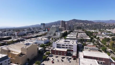 Aerial Drone View of Downtown Glendale, California Cityscape Видео 340656676