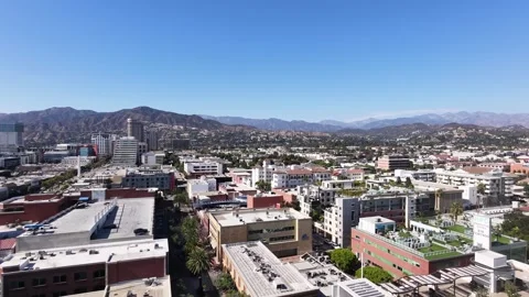 Aerial Drone View of Downtown Glendale, California Cityscape Видео 340656677