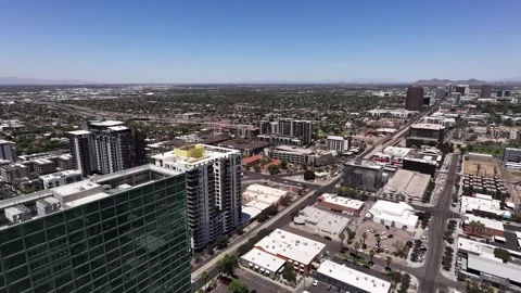 Aerial Drone View of Downtown Phoenix Skyline on a Sunny Day Video stock 338348199