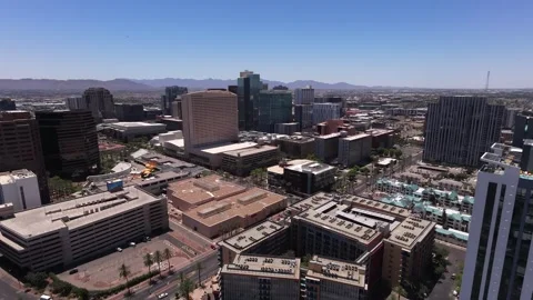 Aerial Drone View of Downtown Phoenix Skyline on a Sunny Day Video stock 338348223