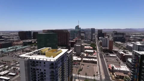 Aerial Drone View of Downtown Phoenix Skyline on a Sunny Day Stock Footage 338348231