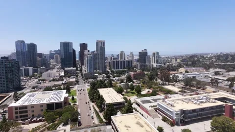 Aerial Drone View of Downtown San Diego Skyline and Cityscape on Sunny Day Stock Footage 340657341