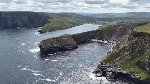 Aerial drone view of the dramatic cliffs near Portacloy, County Mayo, Ireland. Stock Footage 342665341