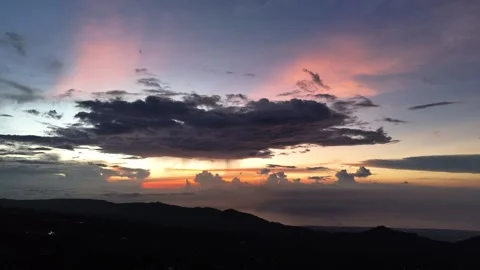 Aerial Drone View of Dramatic Sunset Sky With Clouds, North Bali Indonesia Stock-Footage 330492636