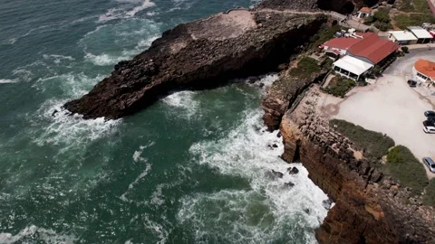 Aerial drone view of drone fast-approaching Boca do Inferno in Cascais, Portugal Stock Footage 237120947
