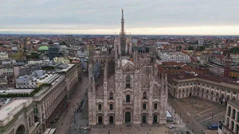 Aerial drone view of Duomo di Milano in Milan, Italy Stock Footage 346765497